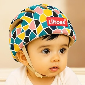 liltoes baby head protector for safety of kids 6m to 60m- baby safety helmet with proper air ventilation amp corner guard protection mosaic