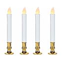 Lily's Home Battery Operated Flameless LED Taper Candles with Timer, Scent and Smoke Free, Safe for Use Around Kids and Pets, Ideal for Holiday Decorations, White (9" Tall, Set of 4)