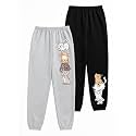 LILY &amp; JADE Cute Cartoon Cat Printed Cotton Jogger Pants for Kids | Girls Track Pants for 2 to 16 Years – Pack of 2