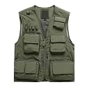 Lilychan Mens Utility Casual Fishing Vests Outdoor Vest Multi Pockets Cargo Vest Travel Hunting Camping Tactical Outerwear