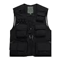 Lilychan Mens Utility Casual Fishing Vests Outdoor Vest Multi Pockets Cargo Vest Travel Hunting Camping Tactical Outerwear