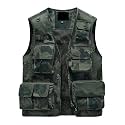 Lilychan Mens Utility Casual Fishing Vests Outdoor Vest Multi Pockets Cargo Vest Travel Hunting Camping Tactical Outerwear