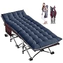 LILYPELLE Folding Camping Cot, Extra Wide Heavy Duty Sleeping Cots with Carry Bag, Double Layer Oxford Portable Travel Camp Cots for Home, Office Nap and Outdoor Beach