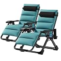 LILYPELLE Zero Gravity Chair, Premium Lawn Recliner Folding Portable Chaise Lounge with Detachable Cushion, Headrest and Cup Holder, Reclining Patio Lounger Chair