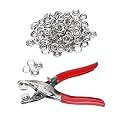 LIMBANI BROTHERS 100 Silver Piece Metal Thickened Snap Fasteners Kit, Five Claw Buckle Set with Hand Pressure Pliers Tool DIY Sewing Buttons Set for Clothing Sewing& Crafting Revat Machine (Silver)