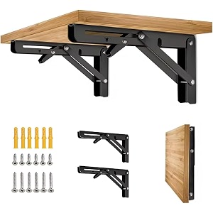 limbani brothers 30 cm 12 inch foldable steel multipurpose shelf brackets wall angle bracket folding table bracket with fittings for fold down table pack of 2
