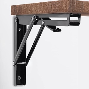 limbani brothers 40 cm - 16 inch folding shelf brackets heavy duty collapsible shelf bracket black diy l bracket for workbench folding table hinge max load 330lb pack of 2