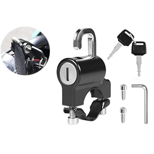 limbani brothers universal motorcycle helmet lock for bike handle with 2 key helmet security lock anti-theft fixed multi-function electric security lock automotive accessories for bicycles scooter