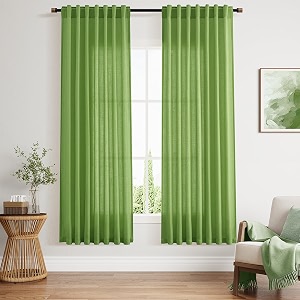 Lime Green Linen Curtains 72 Inch Long
