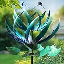 LimeHill Wind Spinner for Yard and Garden - Large Metal Windspinners for Outdoor Decorations (Blue Lotus (24 X 84 Inches))