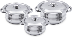 limetro steel stainless steel 3 pieces cookware set handi set with lid cookware set stainless steel 3 - piece