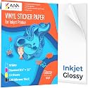 Limia's Care Printable Vinyl Sticker Paper for Inkjet Printer - Glossy White - 15 Self-Adhesive Sheets - Waterproof Decal Paper - Standard Letter Size 8.5"x11"