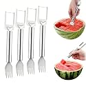 limveso 4Pcs Stainless Steel 2-in-1 Watermelon Fork Slicer for Home Kitchen