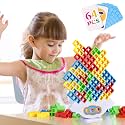 LIMYIOM 64Pcs Tetra Tower Game, Family Board for 2 Players Family Games, Christmas Stocking Stuffers for Teen Boys, Girls, Kids, Adults, Building Blocks Balance Games Toys for Family and Classroom