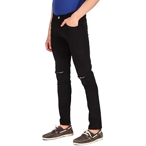Linaria Mens Black Stretchable Slim fit Denim