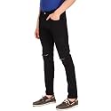 Linaria Men39s Black Stretchable Slim fit Denim