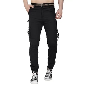 LINARIA Mens Regular Fit Mid Rise Cargos