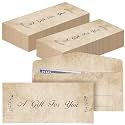 Lincia 200 Pcs Khaki Leaves Kraft Money Envelopes for Cash 6.5" x 2.9"