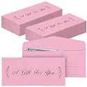 Lincia 200 Pcs Pink Leaves Cash Envelopes 2.9x6.5 Inch Kraft Cash Wedding