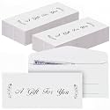 Lincia 200 Pcs White Leaves Cash Envelopes 2.9x6.5" Kraft Cash Wedding