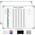 Lincia in and Out Magnetic Dry-Erase Board 18 x 24 Aluminum Framed White Board with Lines 24 Names with Magnetic Dry-Erase Marker, Eraser, and 26 Magnets Wall-Mounted for Office Employee