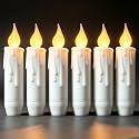 White Flameless Short Taper Candles with Timer,4.75 Inch
