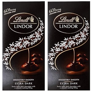 lindt lindor irresistibly smooth extra dark chocolate 100gm - pack of 2