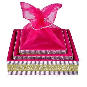 3 set gift organizer baskets wedding favour baskets dry fruit gifting box wedding hamper trays baby shower gift packing baby pink