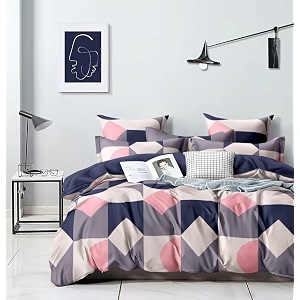 glace cotton very heavy printed 1 super king size elastic fitted bedsheet and 2 pillow covers size108x108 inch pack of 3-multicolor