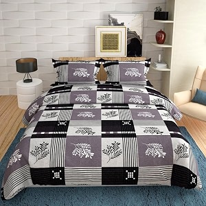 glace cotton very heavy printed 1 super king size elastic fitted bedsheet and 2 pillow covers size108x108 inch pack of 3-multicolor