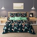 350Tc Cotton Feel Glace Cotton Elastic Fitted Printed King Size Double Bed Bedsheet with 2 Pillow Cover(72"x78", Multicolor)