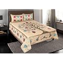 500 TC Premium Chenille Velvet Heavy King Size Printed Flat Double Bedsheet, 100 X 100 Inches with 2 Pillow Cover Multicolor(1 Bedsheet with 2 Pillow Cover)