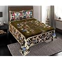 500 TC Premium Chenille Velvet Heavy King Size Printed Flat Double Bedsheet, 100 X 100 Inches with 2 Pillow Cover Multicolor(1 Bedsheet with 2 Pillow Cover)