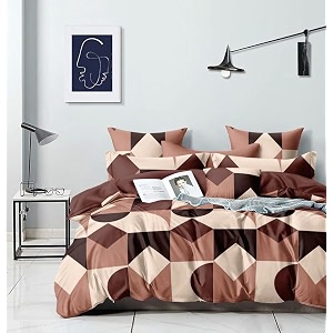 glace cotton very heavy printed 1 super king size elastic fitted bedsheet and 2 pillow covers size108x108 inch pack of 3-multicolor