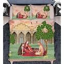 Soft Cotton Super King Size Printed Flat Double Bedsheet, 108 X 108 Inches with 2 Pillow Cover Without Joint II 400 TC, 108" x 108" Inches -Multicolor