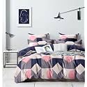 Glace Cotton Very Heavy Printed 1 Super King Size Elastic Fitted Bedsheet and 2 Pillow Covers, Size:108x108 Inch, Pack of 3-Multicolor