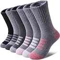 LINEMIN Kids Merino Wool Hiking Socks Toddlers Boys Girls Winter Warm Thick Thermal Boot Cushion Crew Socks 6 Pairs