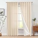 jinchan Lined Linen Curtains Privacy Back Tab