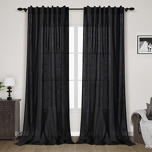 Linen Black Curtains 135 inch Extra Long