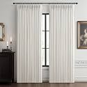 Linen Blackout Double Layer Dining Room Curtains 72 Inches Long 2 Panels Set, Memory Trained Pinch Pleated Room Darkening Boho Window Drapes for Office Thermal Insulated Beige White 40"W x 72"L