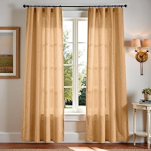 jinchan Linen Curtains Light Filtering Back Tab
