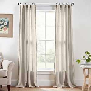 jinchan Linen Curtains Light Filtering Back Tab