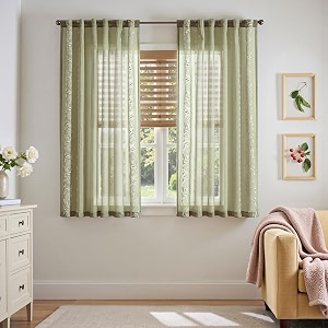 jinchan Winslow Sheer Curtains 63 Inch Length