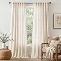 jinchan Linen Curtains Light Filtering Back Tab