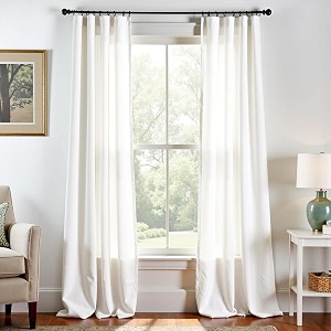 jinchan Linen Curtains Light Filtering Back Tab