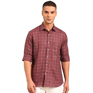 Linen Club Mens Full Sleeve Checked Regular