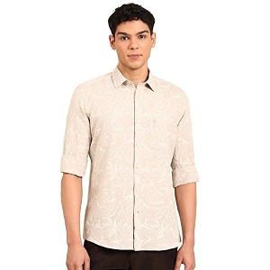 Linen Club Mens Linen Rich Natural Printed