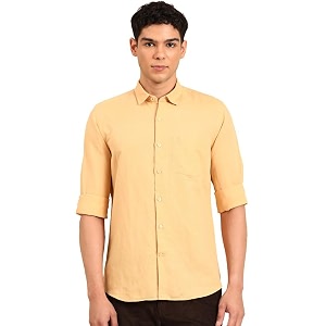 Linen Club Mens Pure Linen Olive Solid