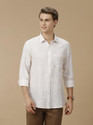 Linen Club Men Checkered Casual White Shirt