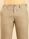 Linen Club Men Regular Fit Khaki Pure